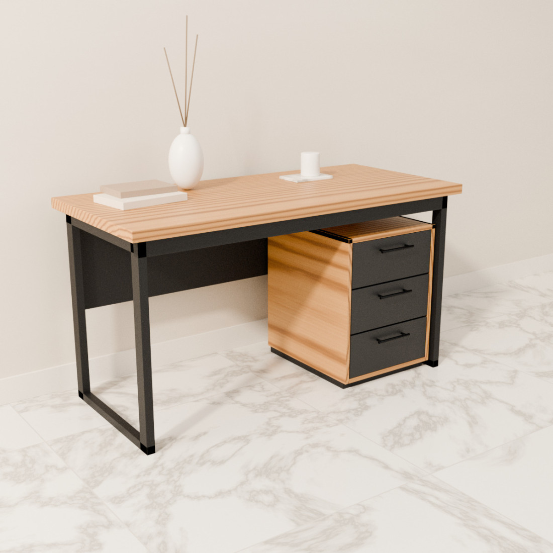 Biurko Atelier — widok z przodu pod kątem
